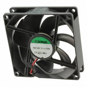 80mm x 80mm X25MM 12V DC Exhaust Fan 3 Inch x 3 Inch 12V Fan - a black square cooling fan with a Sunon label showing DC12V and 4.72W, viewed from the rear.
