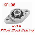 8mm Diameter Zinc Alloy Bearing Housing KFL08 FL08 K08 Flange Bearing With Pillow Block Bearing - a silver-coloured, diamond-shaped zinc alloy flange housing with a central bearing and two mounting holes.