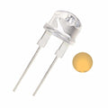 8mm High Quality LED- Clear Lens-warm - a single clear-lens LED component with two metal pins and a warm yellow circular light indicator.