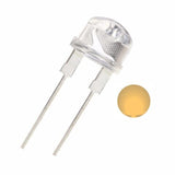 8mm High Quality LED- Clear Lens-warm - a single clear-lens LED component with two metal pins and a warm yellow circular light indicator.