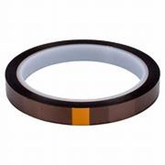 8mm Kapton Polyimide Heat Resistant Tape - shown as a single roll of translucent brown adhesive tape with a bright orange starter strip.