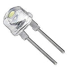 8mm LED Lamp White Color LED 0.5watt - a single clear-cased LED component with two metal pins extending from the base.
