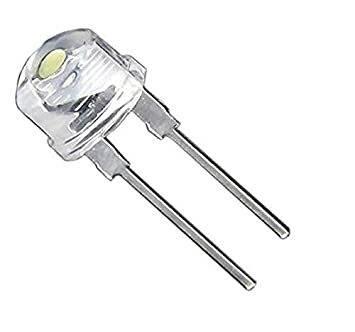 8mm LED Lamp White Color LED 0.5watt - a single clear-cased LED component with two metal pins extending from the base.