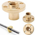 8mm T8X2 Trapezoidal Acme Shaft Lead Thread Rod Brass Screw Nut - shown in multiple views, including a close-up of the nut mounted on a threaded rod.