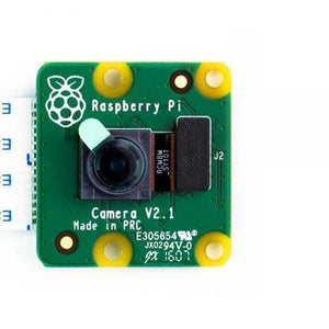 8MP Raspberry Pi Camera Module V2 - a green square circuit board with a central camera lens and a white ribbon cable attached to the left side.