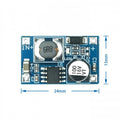 8W USB Input DC-DC 3V-6V To 12V 3A Converter Step-up Module | Digilog.pk - a blue rectangular circuit board with an inductor, capacitor, and labeled terminals.