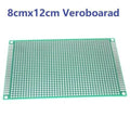 8x12cm Single Side Fiberglass PCB Veroboard Stripboard Circuit Project Board - a rectangular green fiberglass circuit board with a grid of holes and copper contact strips along the two shorter edges.