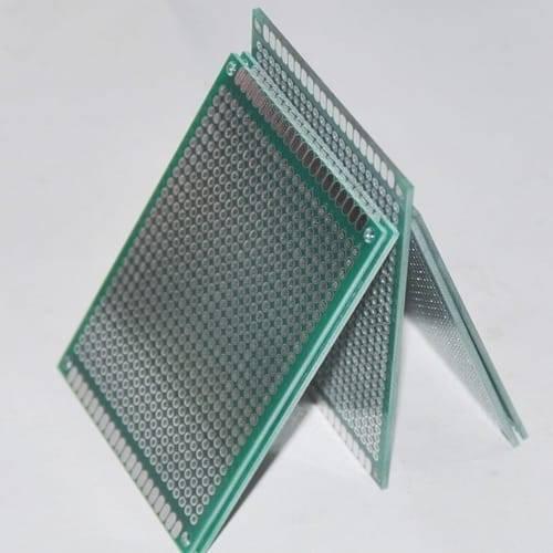 8x12cm Single Side Fiberglass PCB Veroboard Stripboard Circuit Project Board - three green rectangular boards with grid-patterned holes.