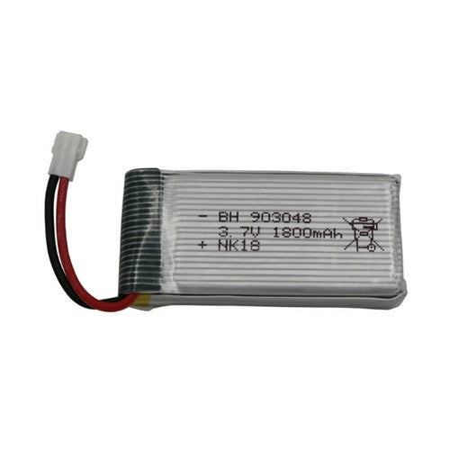 903048 Battery - LiPo 3.7V 1800mAh for Drone - a rectangular silver lithium polymer battery with a two-pin white connector and red and black wires.