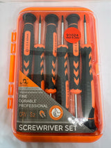 91024 6pcs Professional Mobile Repairing Tools Screwdrivers Set Kit Pack - an orange plastic case with six screwdrivers visible inside.