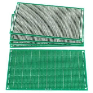 9CMX15CM Fr-4 Single Side Fiber Prototype Veroboard Stripboard PCB Circuit Board Dotted - stack of three green rectangular circuit boards with a single board laid flat in front.