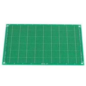 9CMX15CM Fr-4 Single Side Fiber Prototype Veroboard Stripboard PCB Circuit Board Dotted - a rectangular green circuit board with a grid of copper holes and printed numerical coordinates.