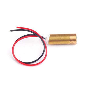 9mm Red Cross Line Laser Head Diode Semiconductor Laser Tube - shown as a brass cylindrical module with attached red and black power wires.