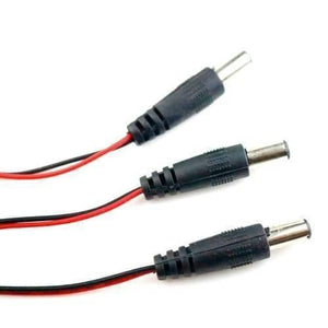 9V Battery Snap Connector To DC Male Power Adapter Cable For Arduino - three black DC male power plug connectors attached to red and black wires.