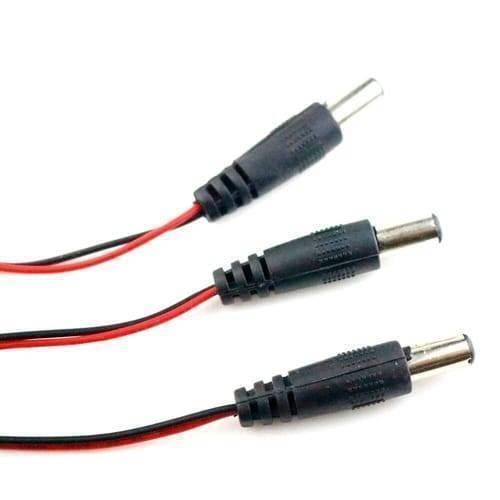 9V Battery Snap Connector To DC Male Power Adapter Cable For Arduino - three black DC male power plug connectors attached to red and black wires.