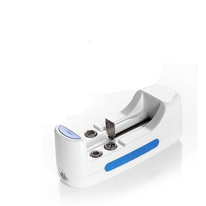 9V Universal Battery Charger - a white plastic device with a blue accent, featuring a spring-loaded charging slot and metal contact points.