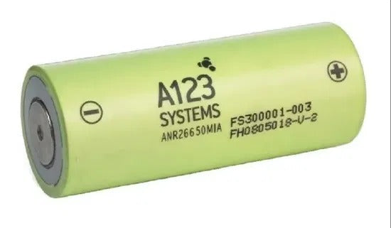 A123 Systems ANR26650M1A 3.3V 2.3Ah LiFePO4 26650 Battery Cell Pullout