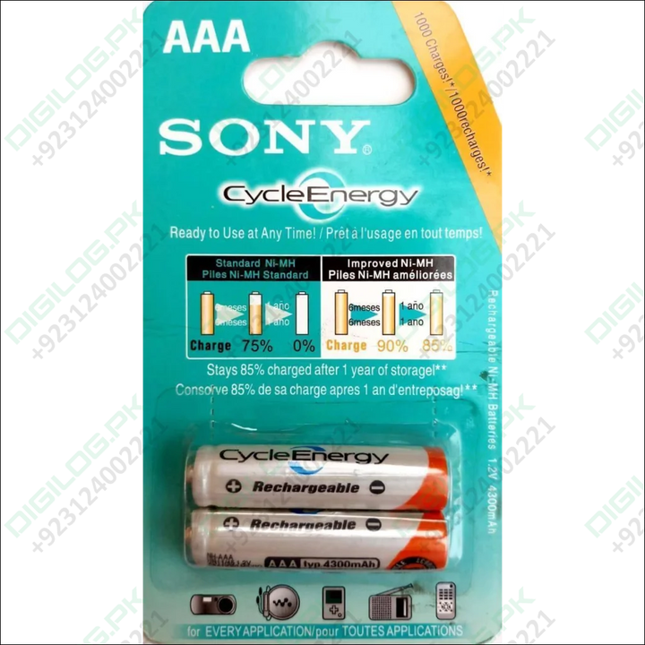 Clone 2pcs Aaa Rechargeable Cell 1.2v Sony Cycle Energy