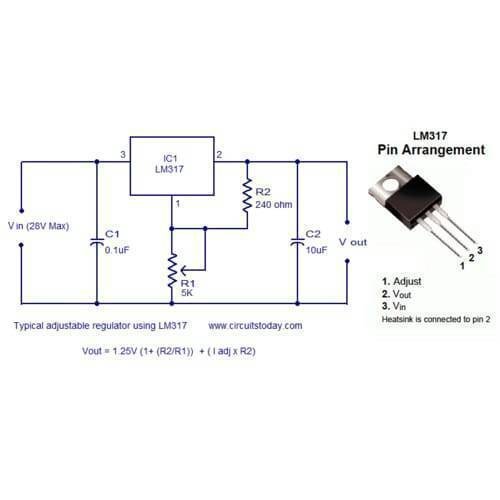 Adjustable Voltage Regulator LM317 In Pakistan Circuit Diagram