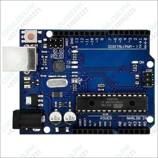 Arduino Uno R3 Dip With USB Cable Without Arduino Logo - Digilog.pk