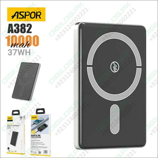 Aspor A382 Wireless Charging 10000mAh Power Bank Max 15W Fast Charging PD20W