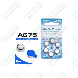 A675 Audio Power-Hearing Aid Batteries Pack of 6 cells