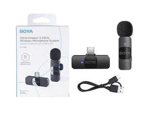 By-v10 Boya Wireless Lapel Microphone System, Usb C Omnidirectional Condenser Microphone For Youtube Tiktok Instagram Facebook Live Streaming And Vlog Recording — Buy online in Pakistan | digilog.pk