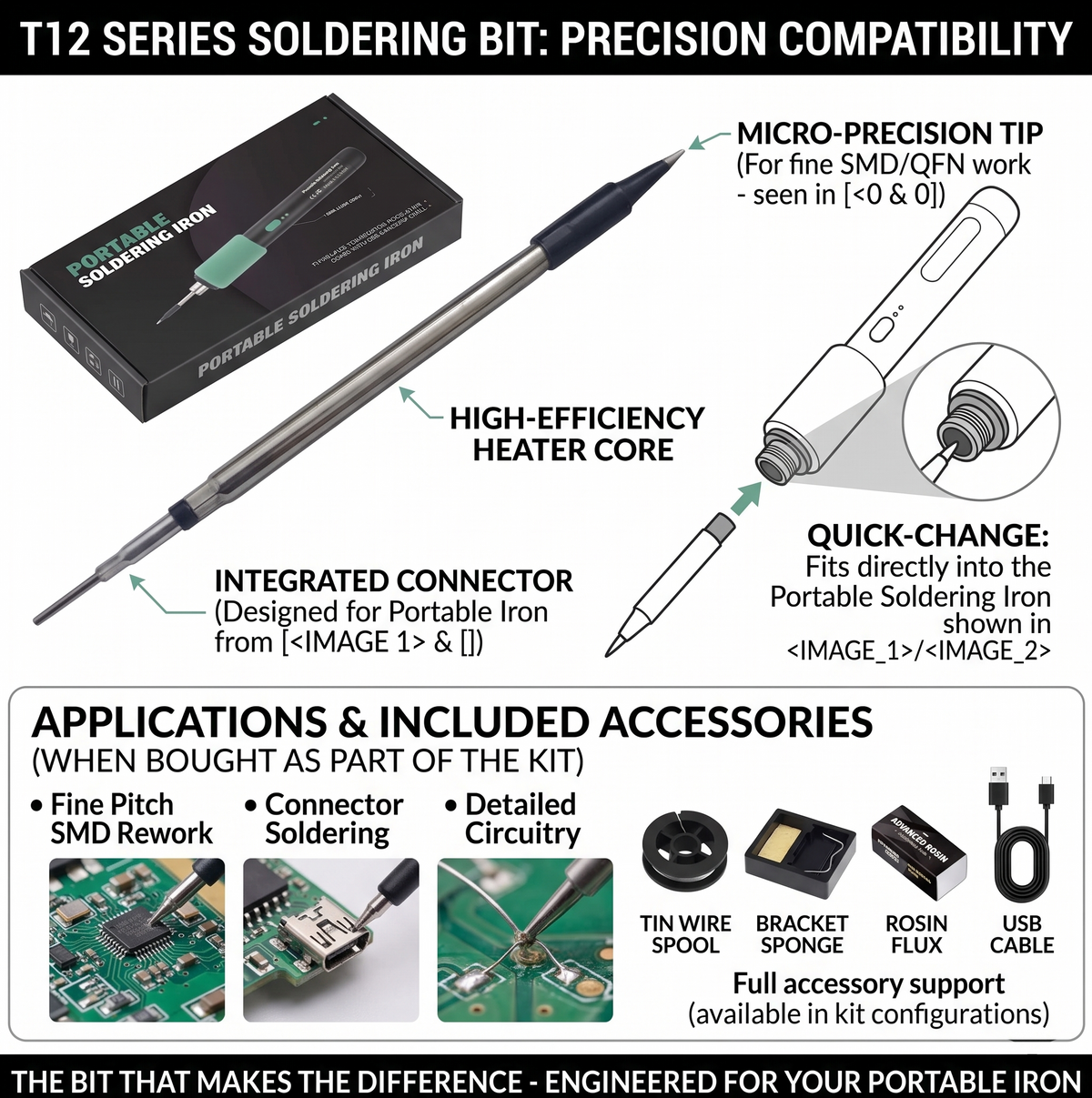 Only Bit for USB-B Type Soldering Iron Heating Element