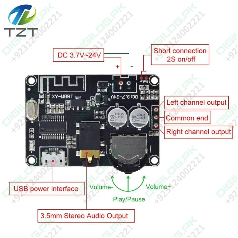 Bluetooth 5.0 Audio Receiver Board - controllable Volume