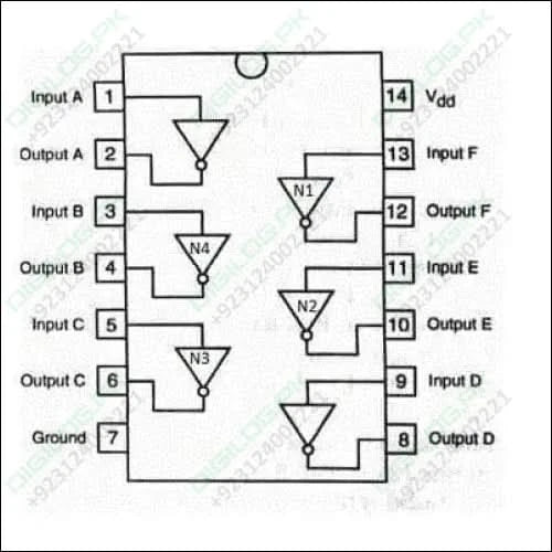 Cd4069 Not Gate Hex Inverter Ic Dip14