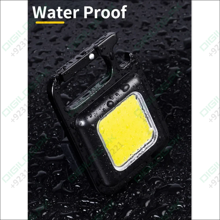 Cob Rechargeable Keychain Flashlight | Mini Small Flashlight With 3 Light Modes, Folding Bracket, Bottle Opener, And Magnet Base For Fishing, Walking,