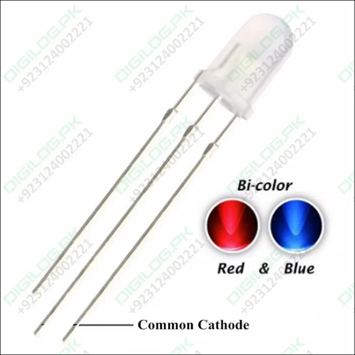 5mm Diffused Blue And Red Common Cathode 3 Pin Round Led