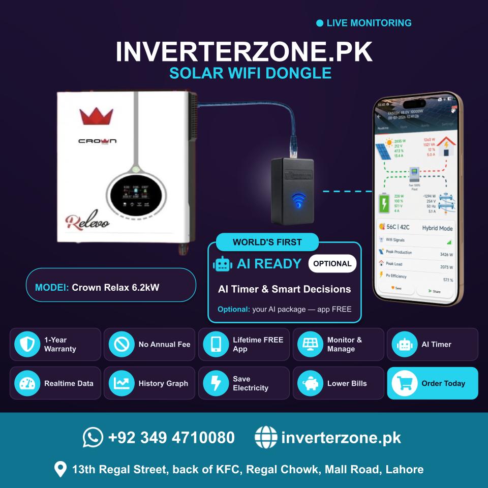 Crown Relax 6.2kW Solar WiFi Dongle - Real-Time Solar Monitoring