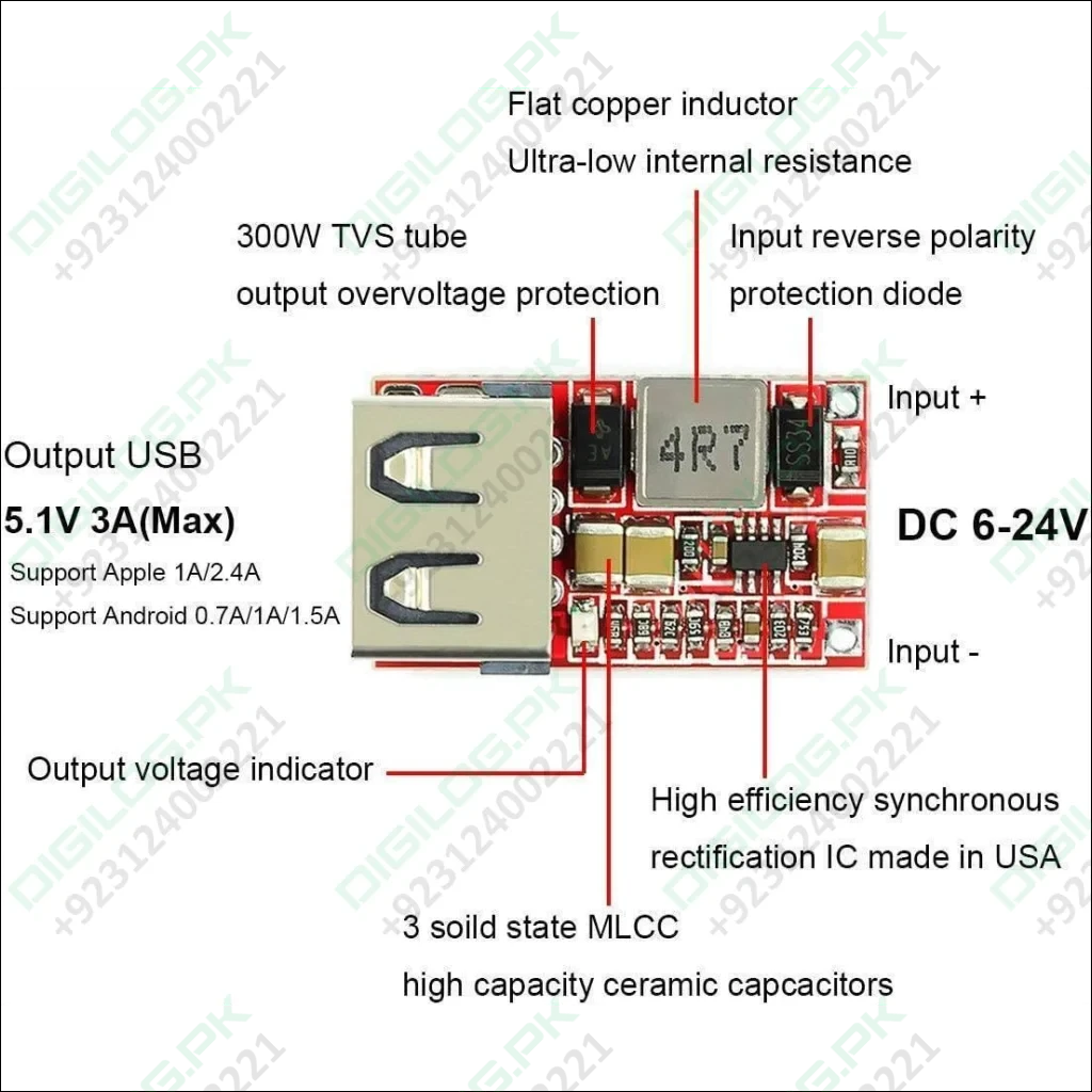 Dc-dc Buck Converter Car Usb Charger Module 6-24v 12v 24v