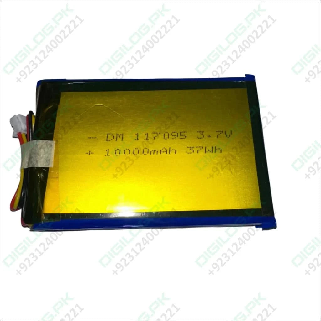 DM 117095 Li-Polymer Battery – 3.7V 10000mAh (37Wh) 3-Wire with Connector High-Capacity Rechargeable Cell - Batteries