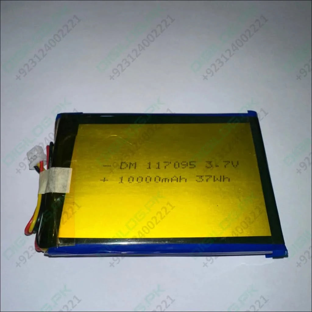DM 117095 Li-Polymer Battery – 3.7V 10000mAh (37Wh) 3-Wire with Connector High-Capacity Rechargeable Cell - Batteries