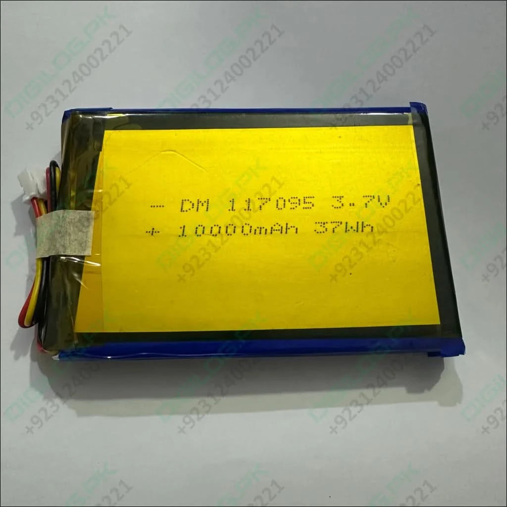 DM 117095 Li-Polymer Battery – 3.7V 10000mAh (37Wh) 3-Wire with Connector High-Capacity Rechargeable Cell - Batteries