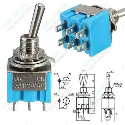 Mini Mts - 203 6 - pin Dpdt 6a 125vac Toggle Switch 6 Pin