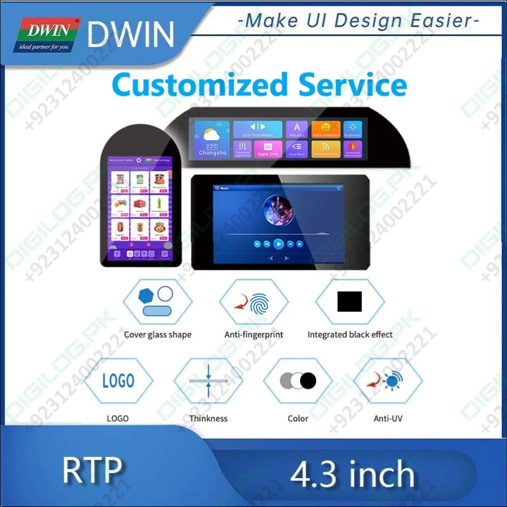 DWIN 4.3 Inch 4 Wire Resistive Touch Panel YF04303