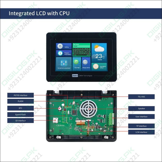 Dwin 7 Inch Industrial Hmi Lcd Touch Screen 800x480 Display