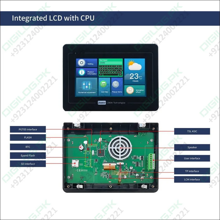 Dwin 7 Inch Industrial Hmi Lcd Touch Screen 800x480 Display
