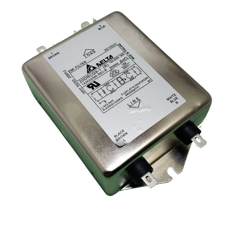 Delta EMI Noise Filter 100-250V 20A 50/60HZ 20DRCG9-1 (Used)