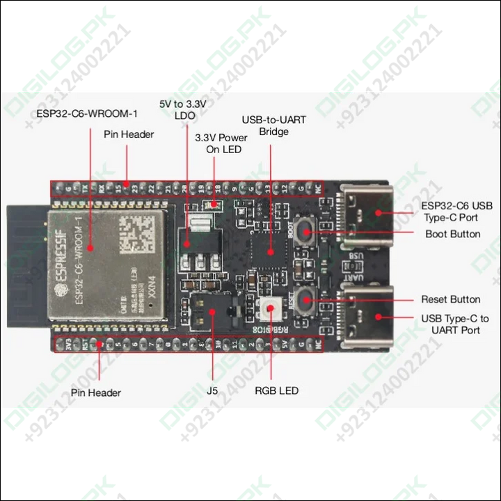 ESP32-C6-DevKitC-1-N8 Development Board