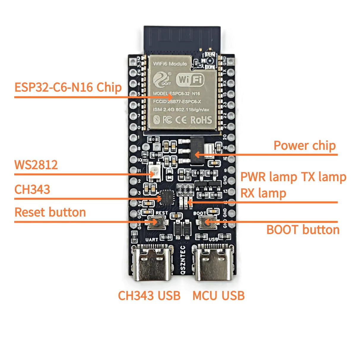 ESP32-C6-DevKitC-1 v1.2 N16 Development Board