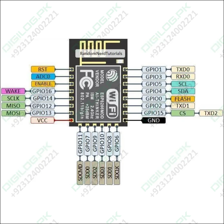 ESP-12 ESP8266-12e Wifi Module Wireless IoT Board Module - Digilog.pk
