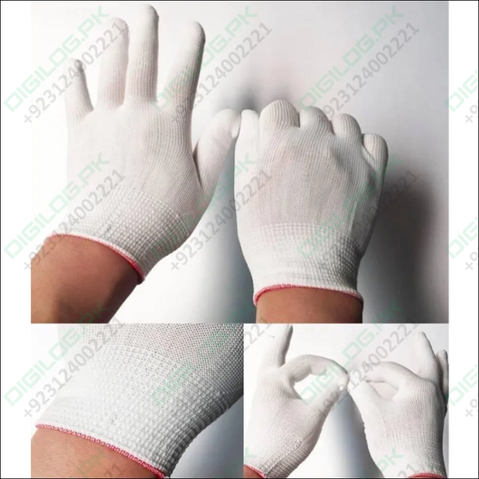 Electronic Anti Static thin Nylon white gloves 13 Knitted