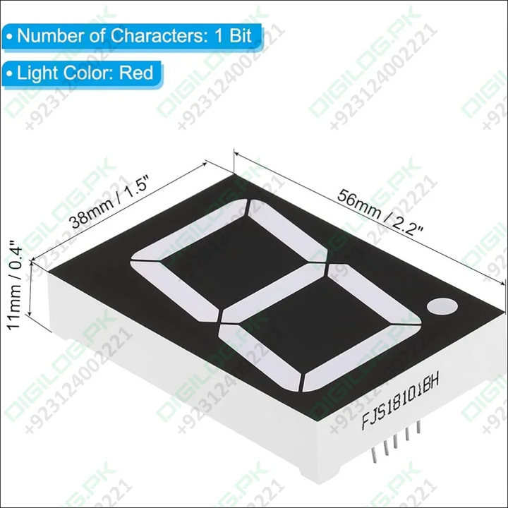FJS18101BH 38mmx56mmx11mm Led 7 Segment 1 Digit RED Common Anode Display 1.8 inch Digit size