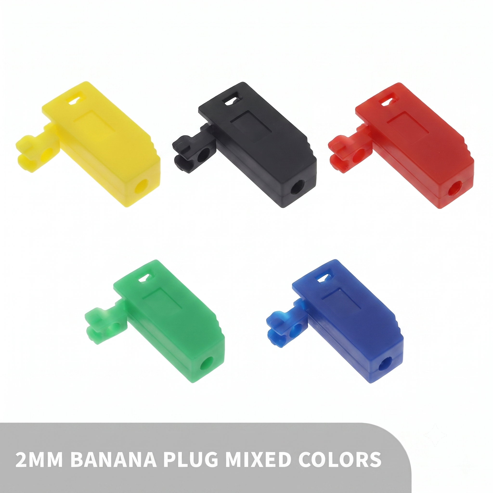 2mm Banana Plug Connector Plastic Cover in mixed colors - red, black, yellow, green, blue