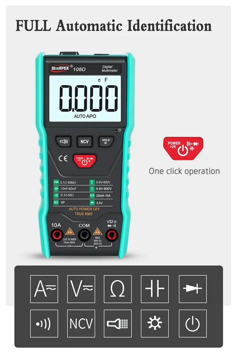 Winapex 108d Digital Multimeter Auto True Rms 5999 Mearuring