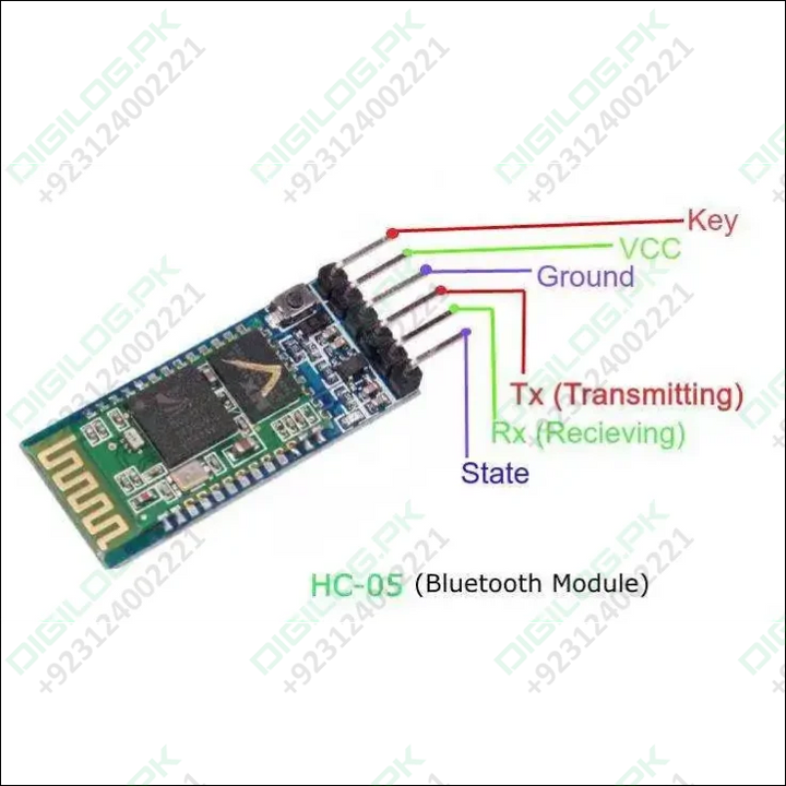 HC-05 Bluetooth Module with labeled pins for easy wiring and connectivity in Pakistan